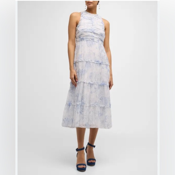 Elegant Blue Floral Women's Dress - Picture 1 of 2
